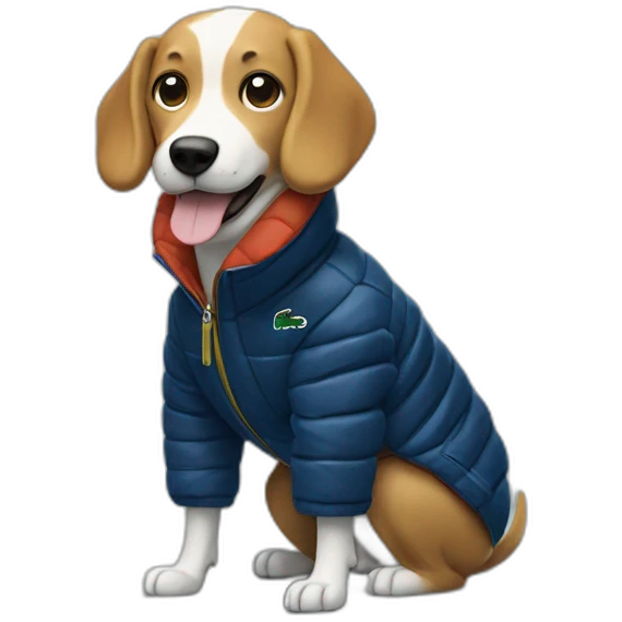 Dog with Lacoste puffer jacket emoji
