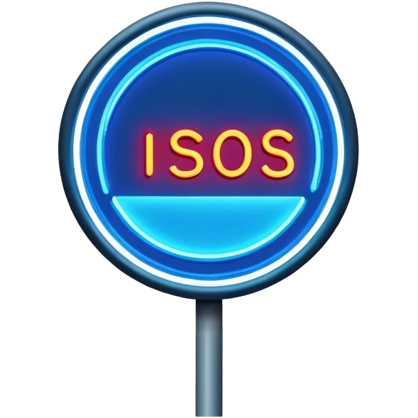 night street with blue round sign emoji