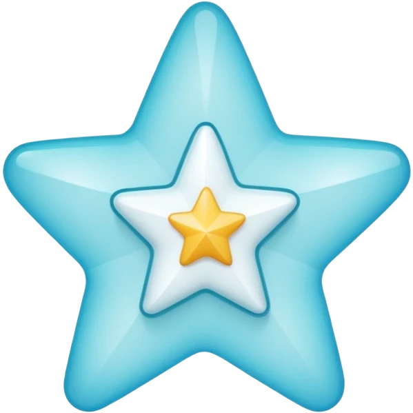 Create a simple, modern verification badge icon. The badge should have a soft, rounded star-like shape with two halves—one light cyan and one light blue—split vertically. In the center, include a bold white checkmark. emoji