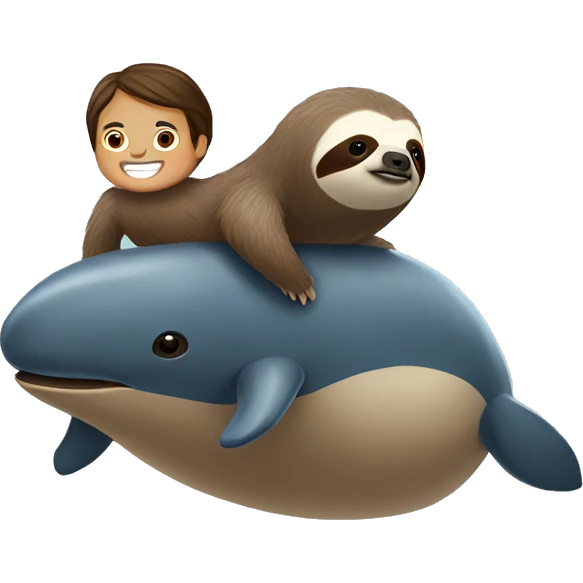 Sloth riding back of whale emoji