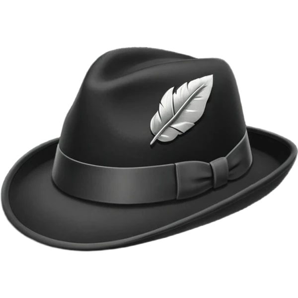 fedora, isolated, transparent background, black emoji