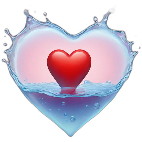 A red heart with water emoji