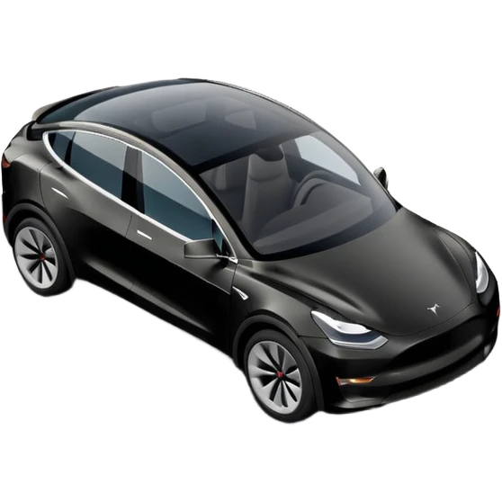 A Tesla Model Y parallel parking in front of a store, from above emoji