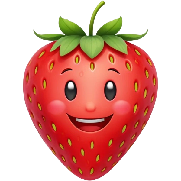 A strawberry with a smiley face emoji