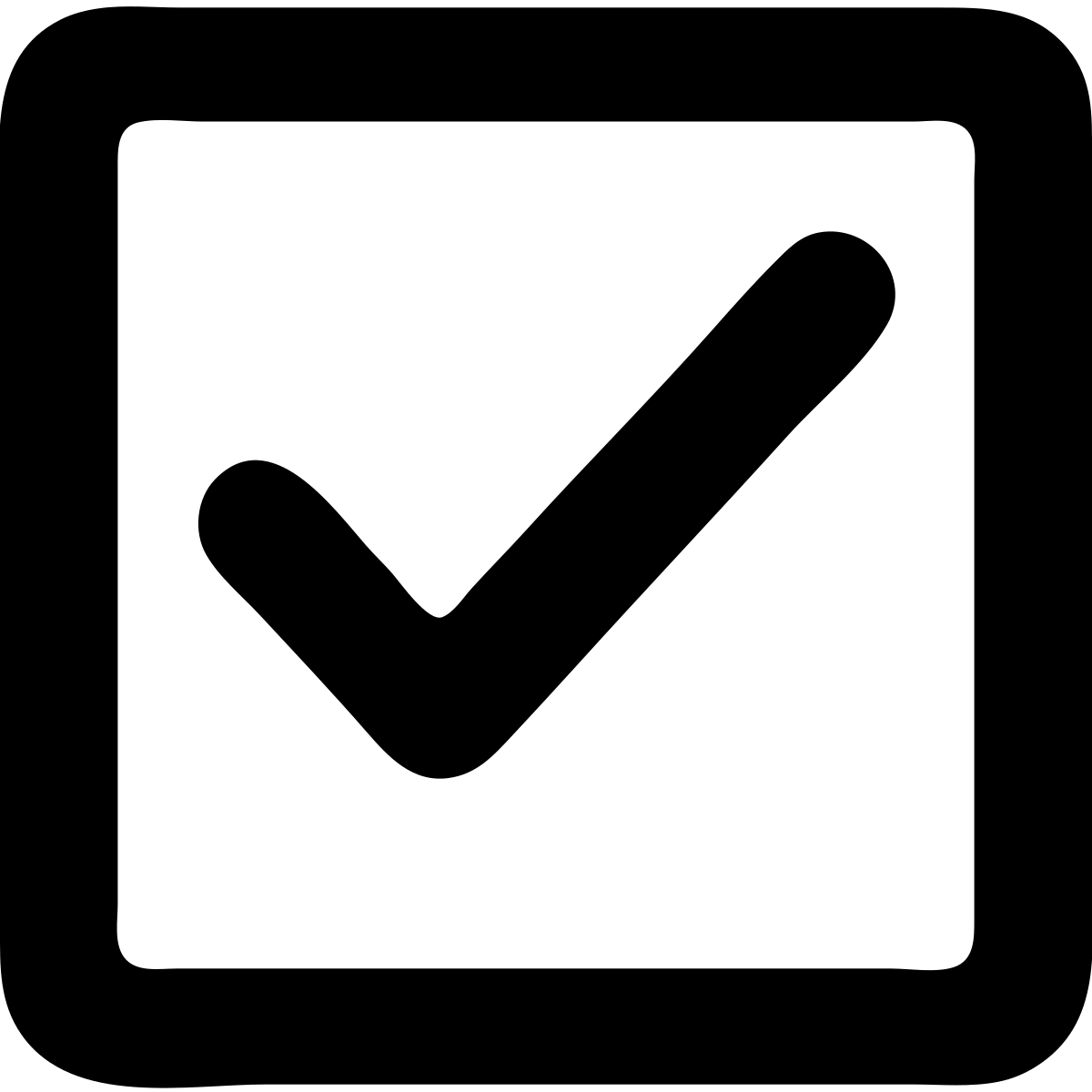 solid black icon of a checkbox with a check mark, box with slightly thicker border emoji