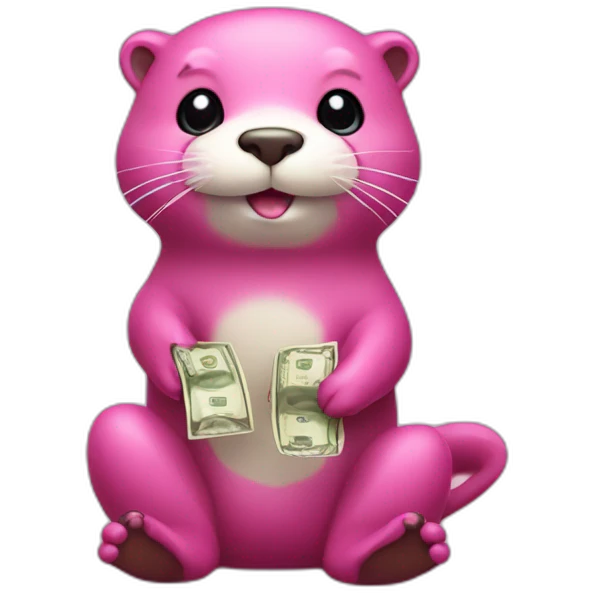 pink otter sitting and counting money emoji