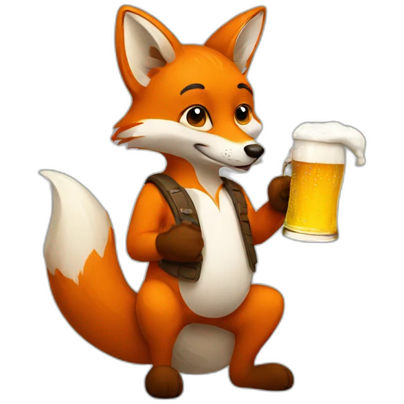 fox holding beer emoji