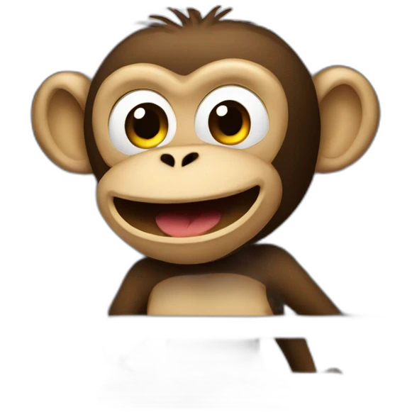 Monkey behind computer playing emoji