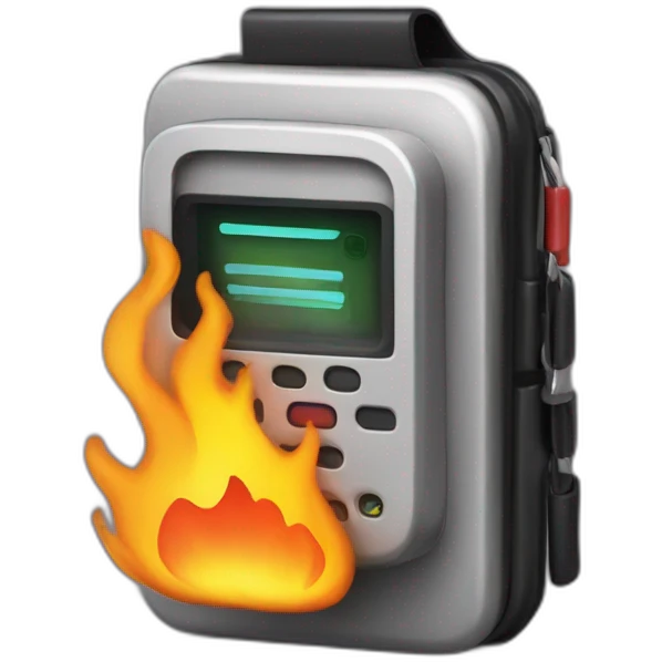pager beeper on fire emoji