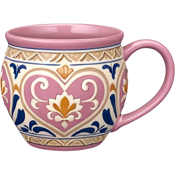 Pink white & beige Talavera mug emoji