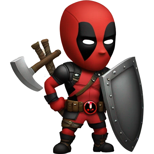 Deadpool holding Viking shield emoji