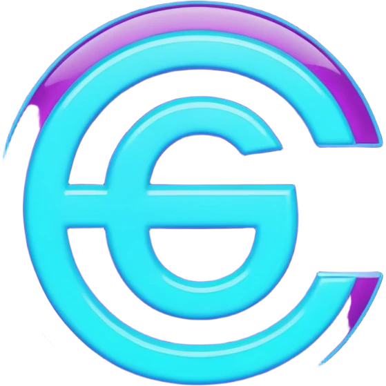 futuristic minimalistic emoji icon, letters "G" formed by three glowing digital lines representing Storm, Atom and NoizeGames, neon purple (#8B5CF6) and cyan (#00E0FF) on dark background, modern tech style, 1:1 aspect ratio emoji