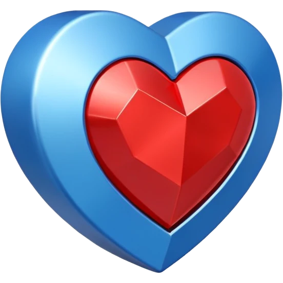 A geometric red 3D heart with a geometric blue star inside emoji