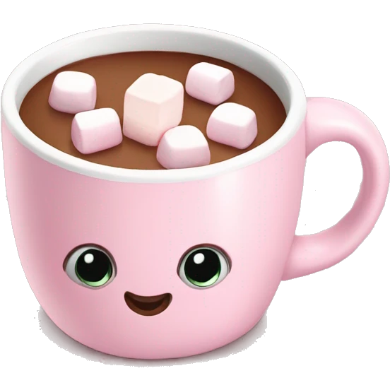 Light Pink mug of hot chocolate with marshmallows  emoji