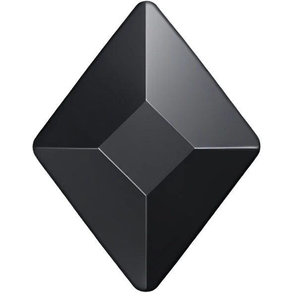 3d diamond shape matte black. diamond shape like on a playing card emoji