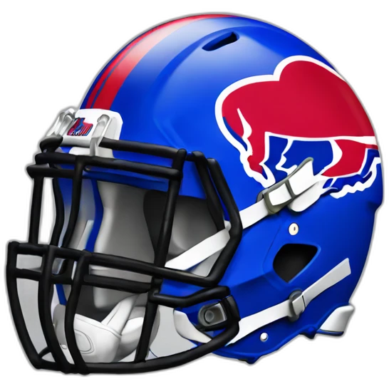 A black doodle wearing an nfl buffalo bills helmet emoji
