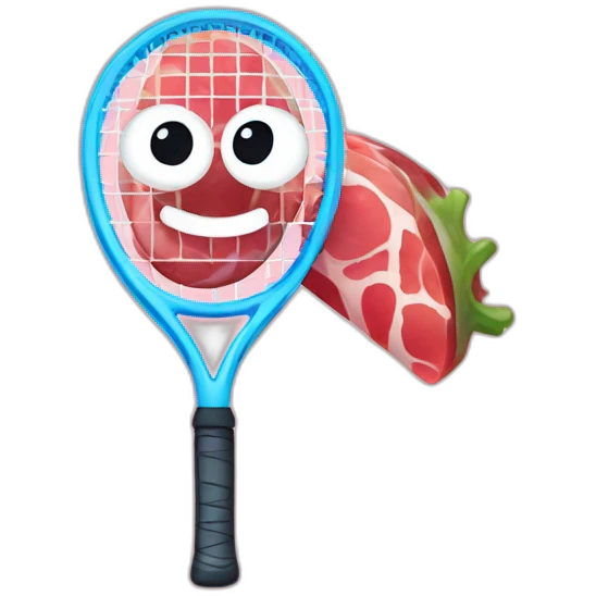 Kawaii jamon with tennis racket emoji