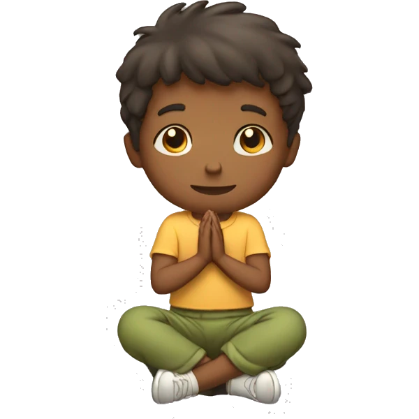 Boy kneeling in prayer with arms folded emoji