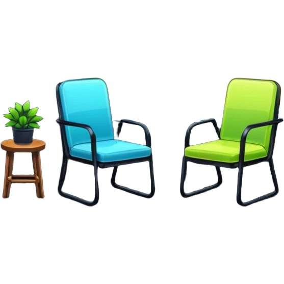 Window with neon reflection + empty chair, Apartment Windows. emoji