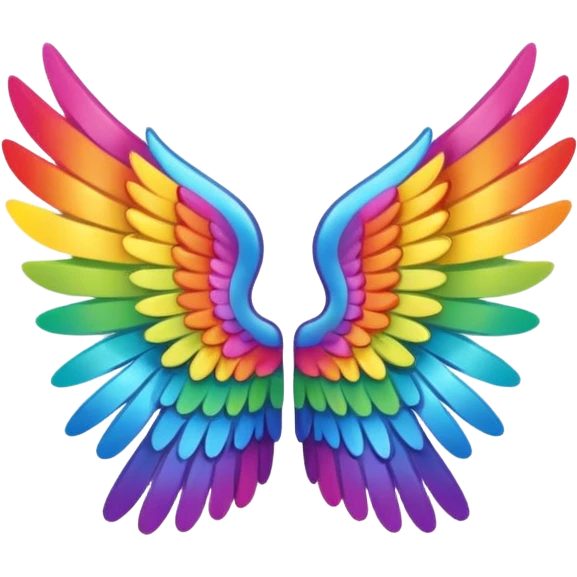 Simple rainbow angel wings. Simple cute small left and right rainbow angel wings. Only wings. emoji