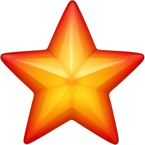 Greadiant colour oreange to yellow ball inside the red star emoji