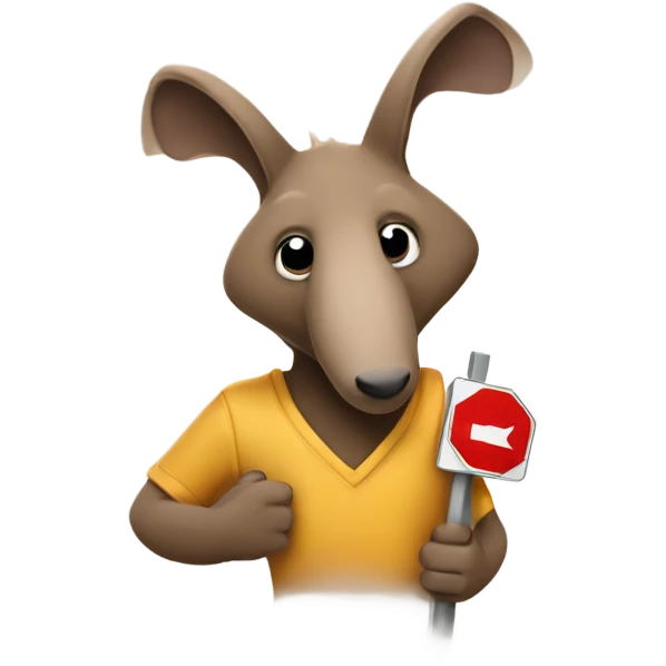 Aardvark with a stop sign emoji