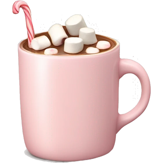 Light Pink mug of hot chocolate with marshmallows  emoji