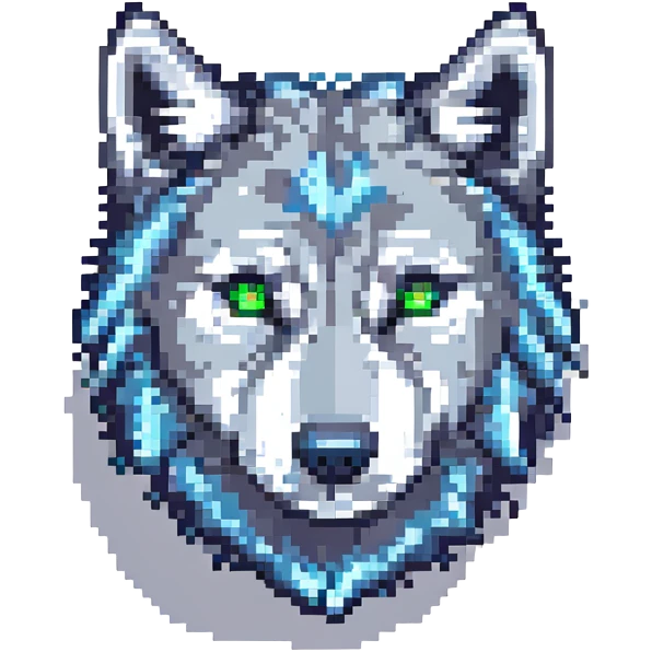 A wolf in pixel art emoji
