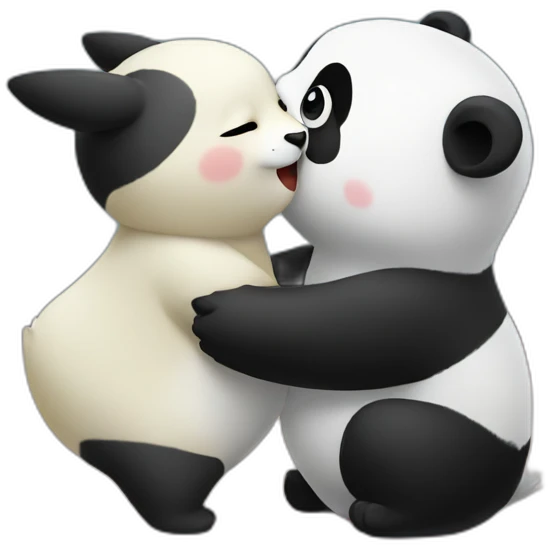 panda kiss a pikachu emoji