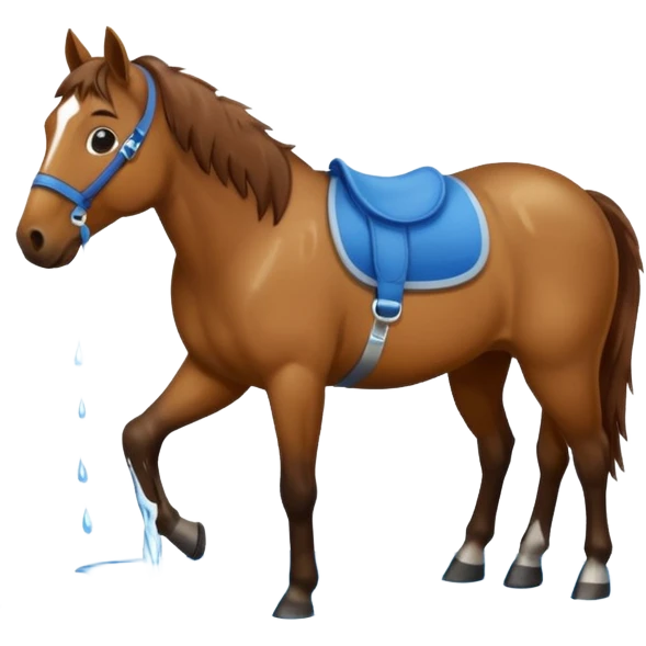 realistic horse drinking water from a puddle emoji