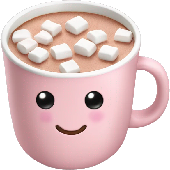 Light Pink mug of hot chocolate with marshmallows  emoji