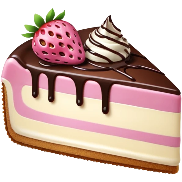 Pink Strawberry Cheesecake With Chocolate Syrup  emoji