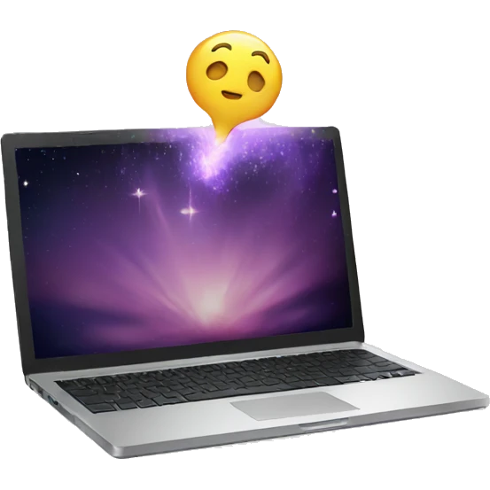 laptop and magic emoji