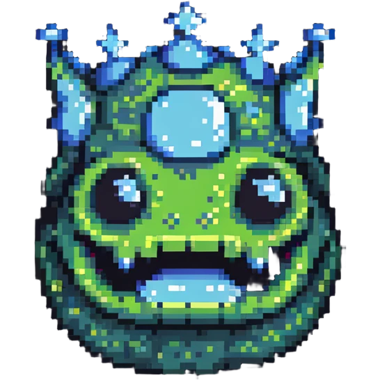 slime monster wearing a simple round crown emoji