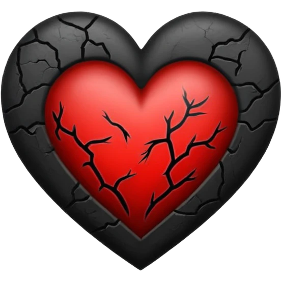 Black and red heart tattoo style emoji