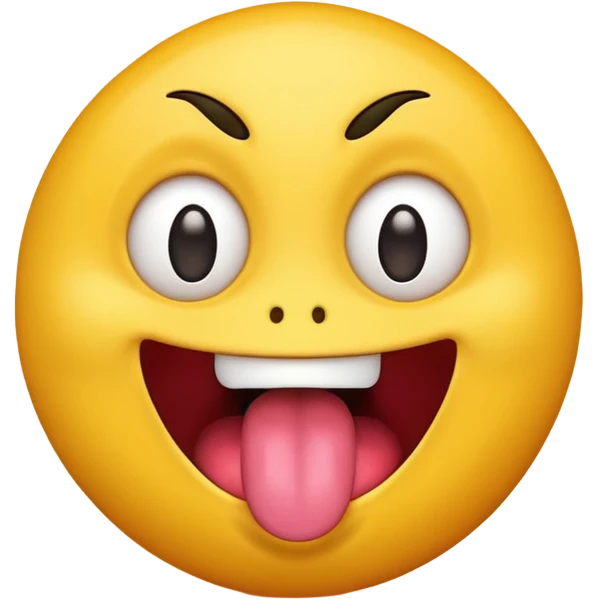 yellow emoji face with crazy eyes emerging from face and tongue sticking out wildly  emoji