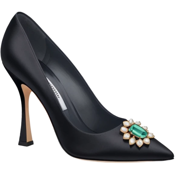 manolo blahink 90's satin pump add the jewelry to the front emoji