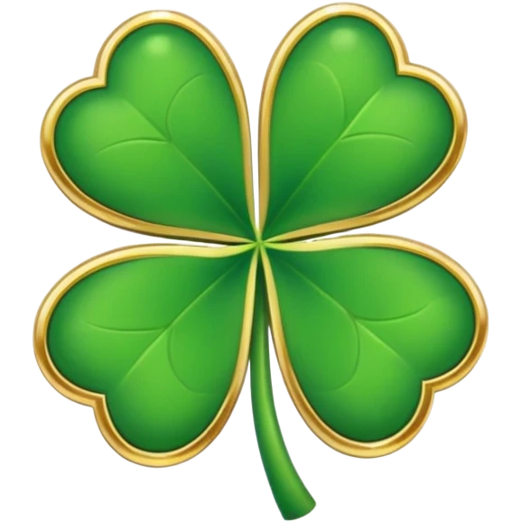 Lucky clover charm – green four-leaf clover. emoji