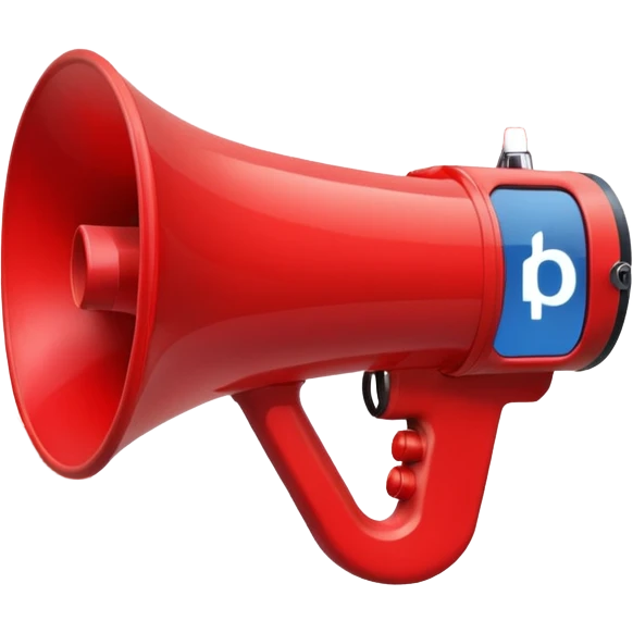 megaphone with social media icons around emoji