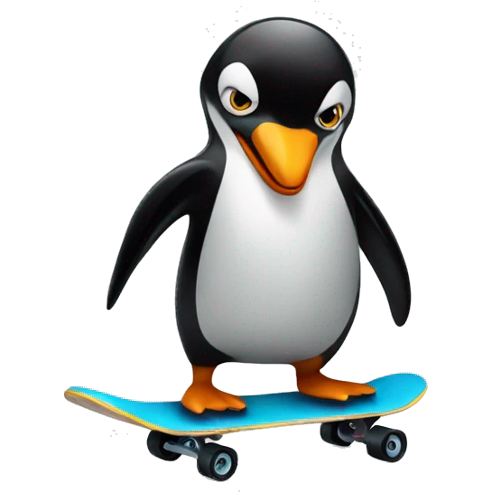 Penguin on a skateboard  emoji