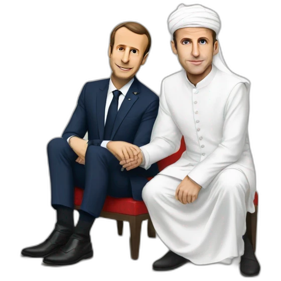 Macron with muslim outfeet emoji