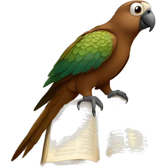 brown parrot with a bible emoji
