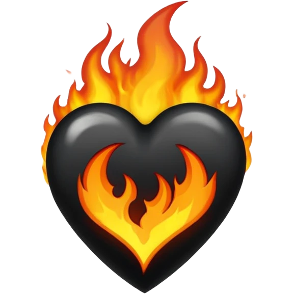 Black heart with black fire emoji