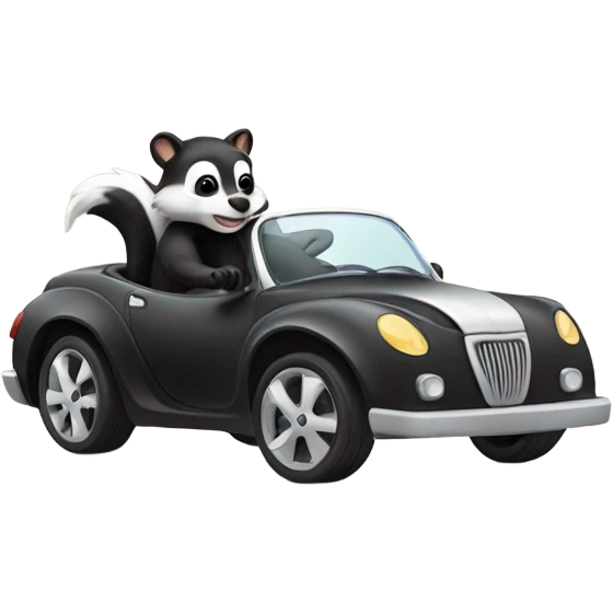 Skunk driving a car emoji