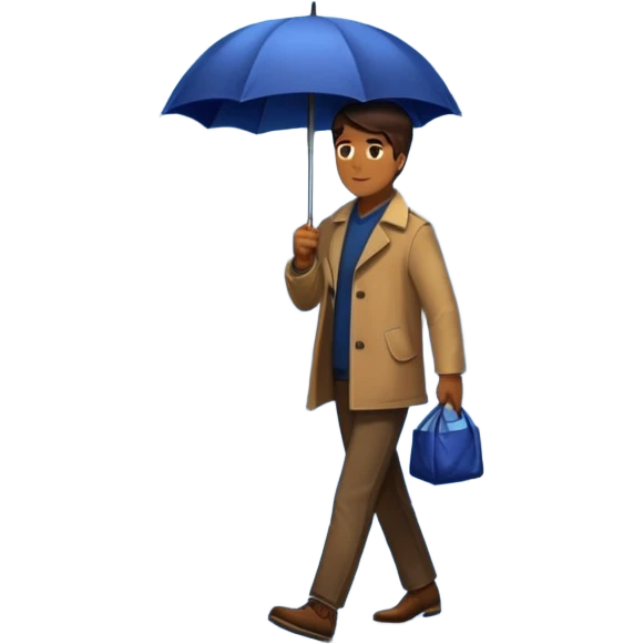 Man with umbrella + streetlight reflection, Midnight Wanderer. emoji
