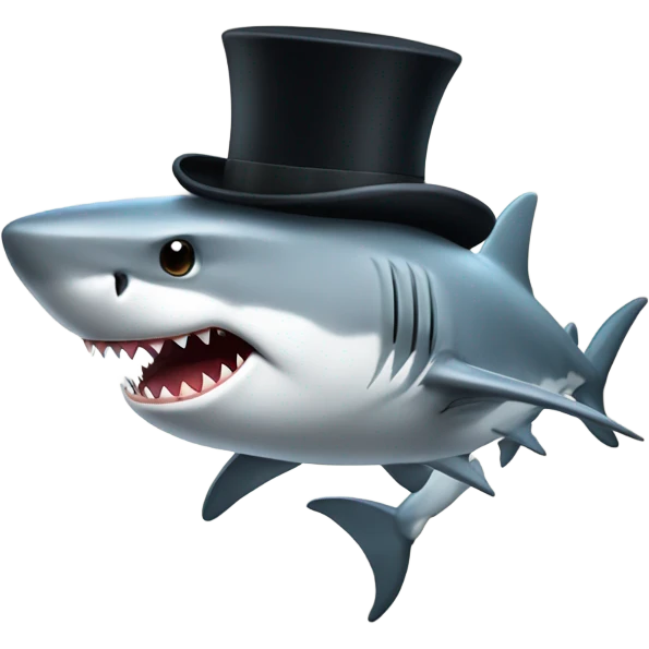 Shark with a top hat emoji