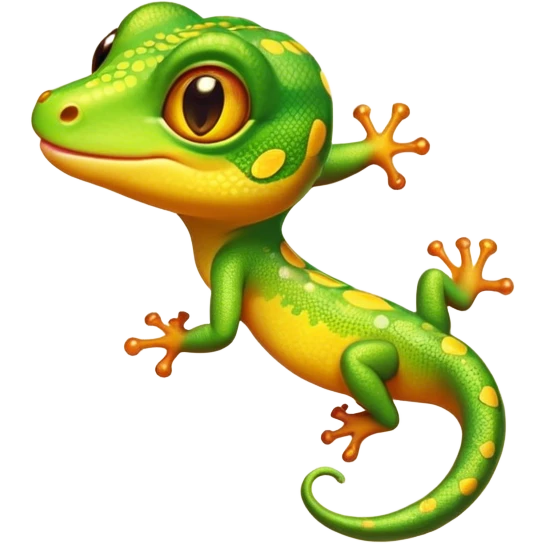 Cinematic Cute Gecko Portrait Emoji, Head tilted playfully and inquisitively, featuring a small, charming body with smooth, vividly patterned scales, bright, sparkling eyes and delicate, sticky toe pads, Simplified yet irresistibly adorable features, highly detailed, glowing with a warm, inviting glow, high shine, affectionate and lively, stylized with a touch of tropical whimsy, soft glowing outline, capturing the essence of a mischievous yet loving gecko that appears ready to dart out of the screen into your heart! emoji
