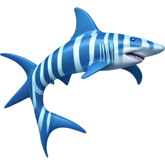 coral colored hammerhead shark with blue zebra stripes  emoji