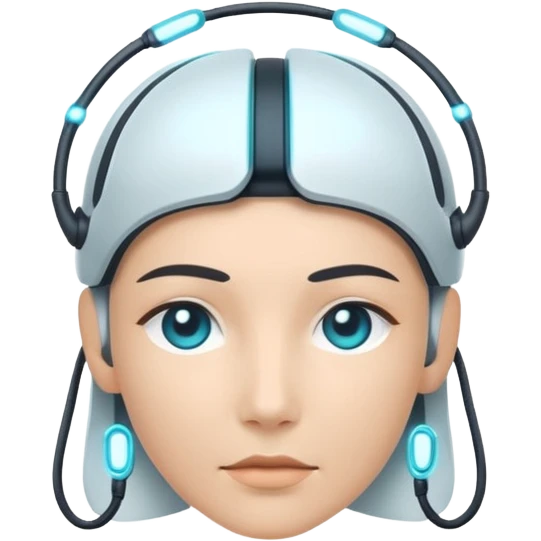 Minimal emoji of a futuristic neural headband with glowing nodes, clean lines, soft sci-fi glow, flat icon style emoji