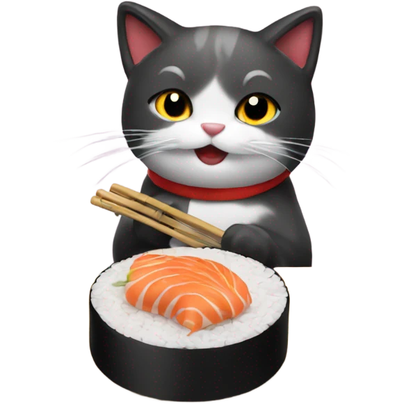 santa cat eating sushi emoji